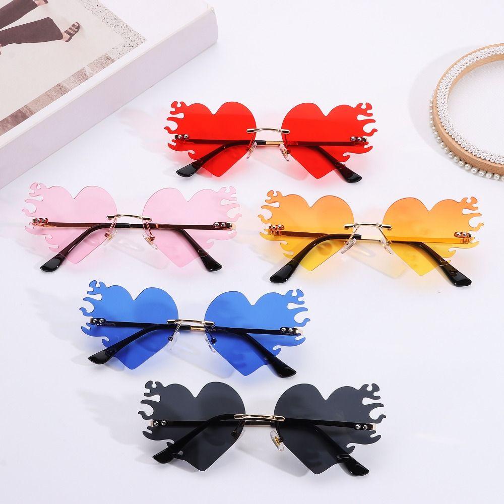 UV400 Protection Fire Heart Shaped Sunglasses Halloween Glasses  for Women & Men