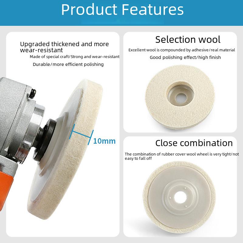 Wool Polishing Wheel for Angle Grinder - Ideal for Glass, Metal, Stainless Steel, Stone