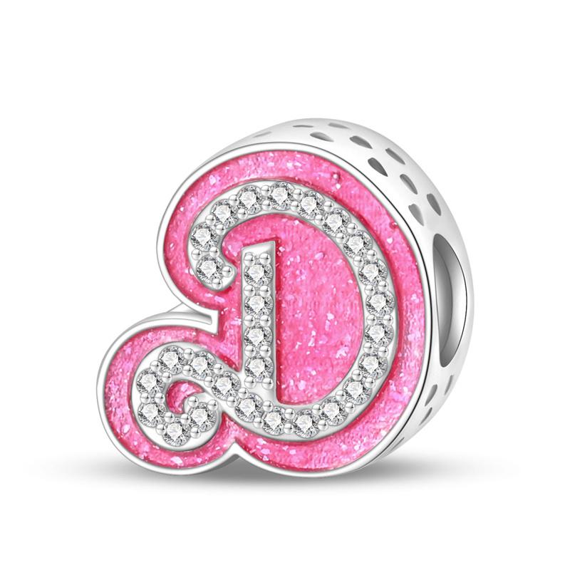 New In Copper Color Zircon Collection Pink 26 Letters Bead Charms Compatible With Pand 3mm Bracelets Do It Yourself Charm Pendant Woman Jewellery