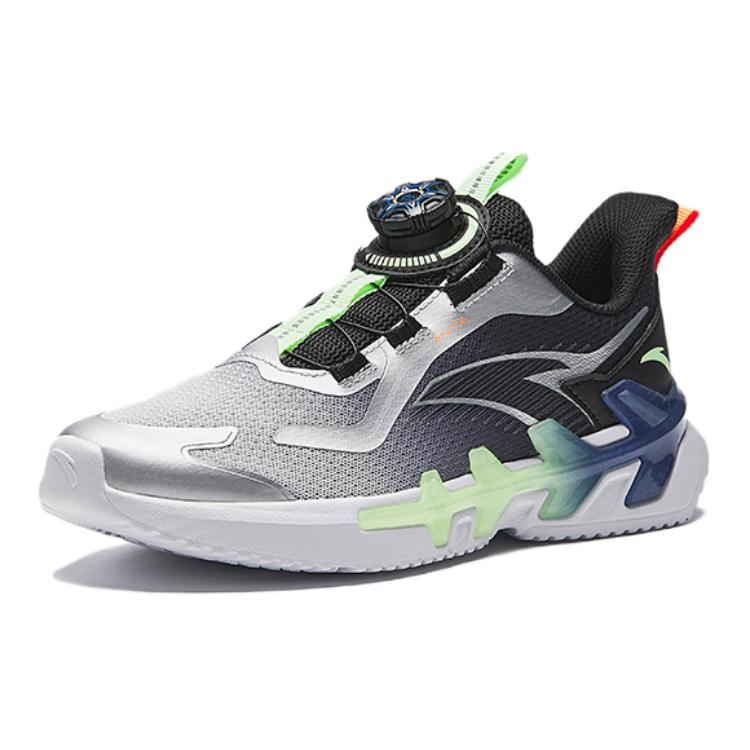 Anta Kids Comfortable Knob Body Measurement Test Non-Slip Wear-Resistant Low-Top Running Shoes Kids Running Shoes Silver Black A12445510-3