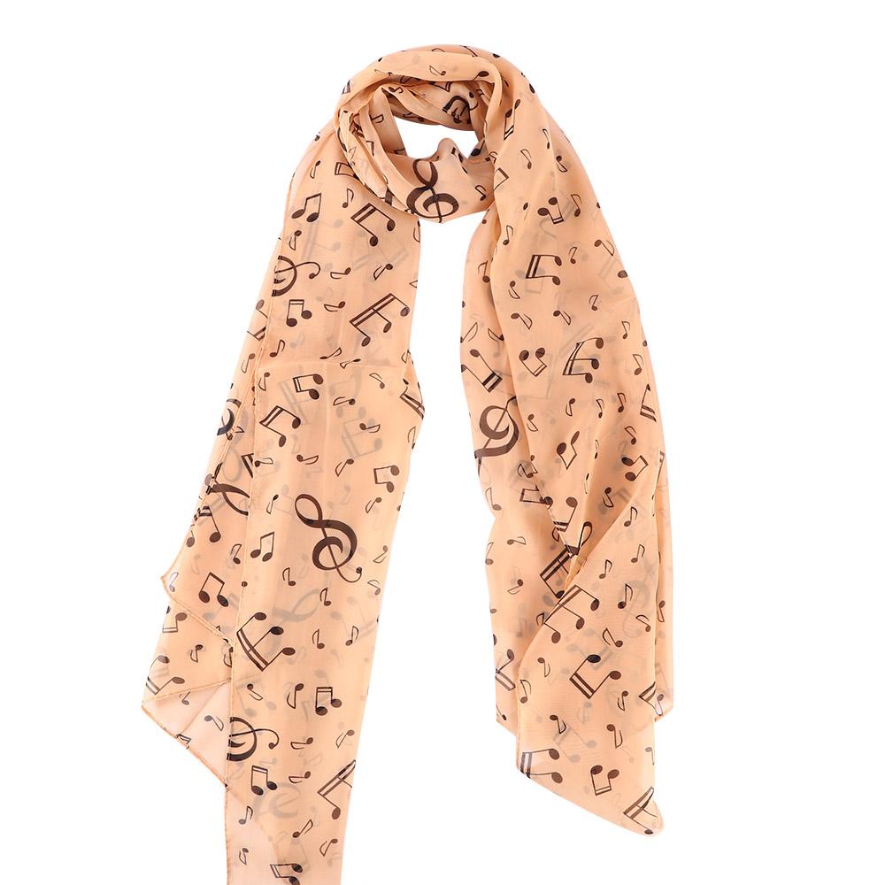 New Fashion Shawl Wrap Korean Style Women Scarf Music Note Printed Lady Chiffon Silk Scarf 4 Colors