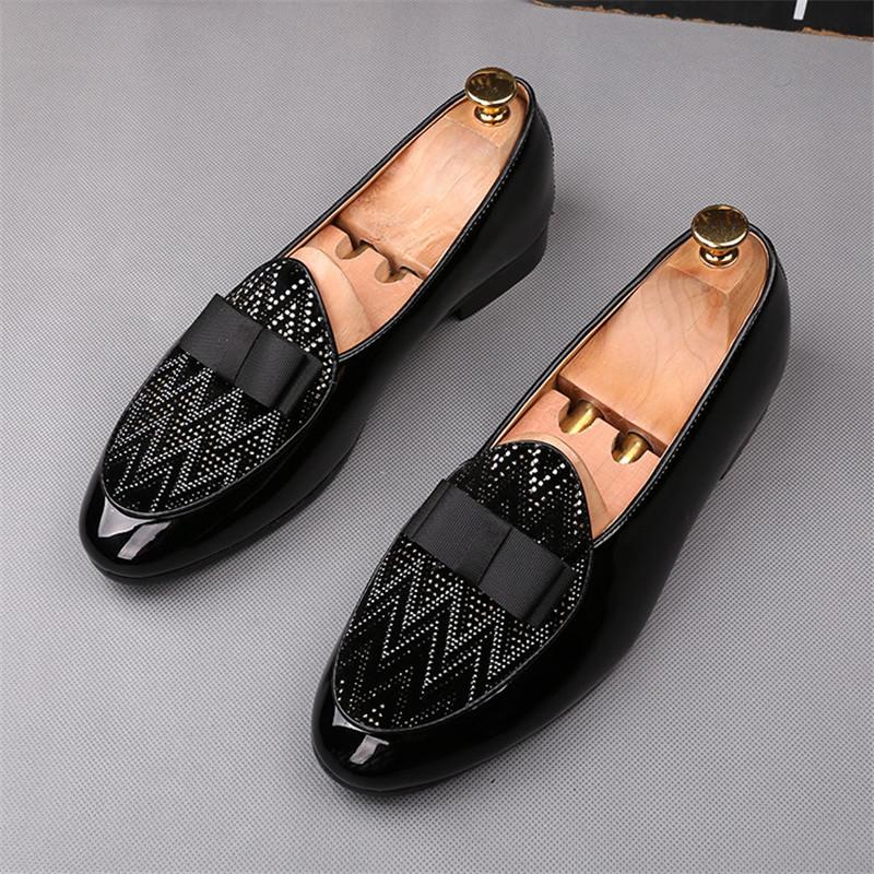 Designer New Men Black Butterfly Leather Slip On Casual Shoes Gentleman Formal Wedding Dress Homecoming Footwear Zapatos Hombre