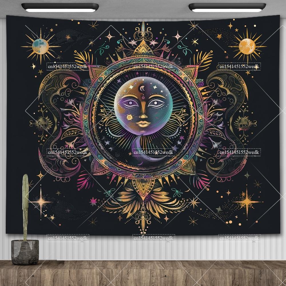 Tarot Tapestry Nordic Flower Series Room Background Cloth Moon Phase Wall Hanging Tapestries Living Room Bedroom Altar Cloths
