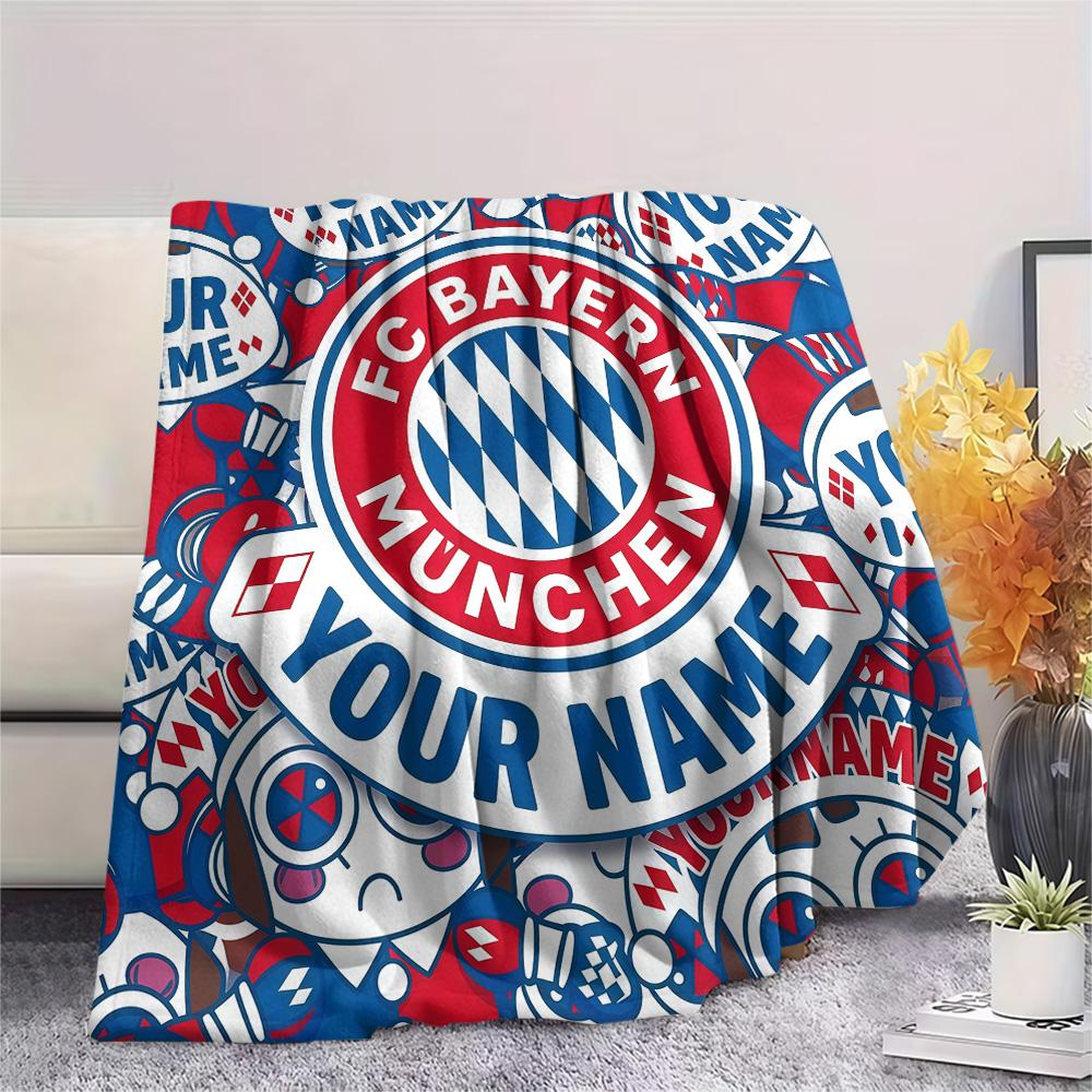 Custom Name Bayern München Flannel Blanket, High Quality Comfortable for All Seasons, Home Decor, Warmth and Comfort