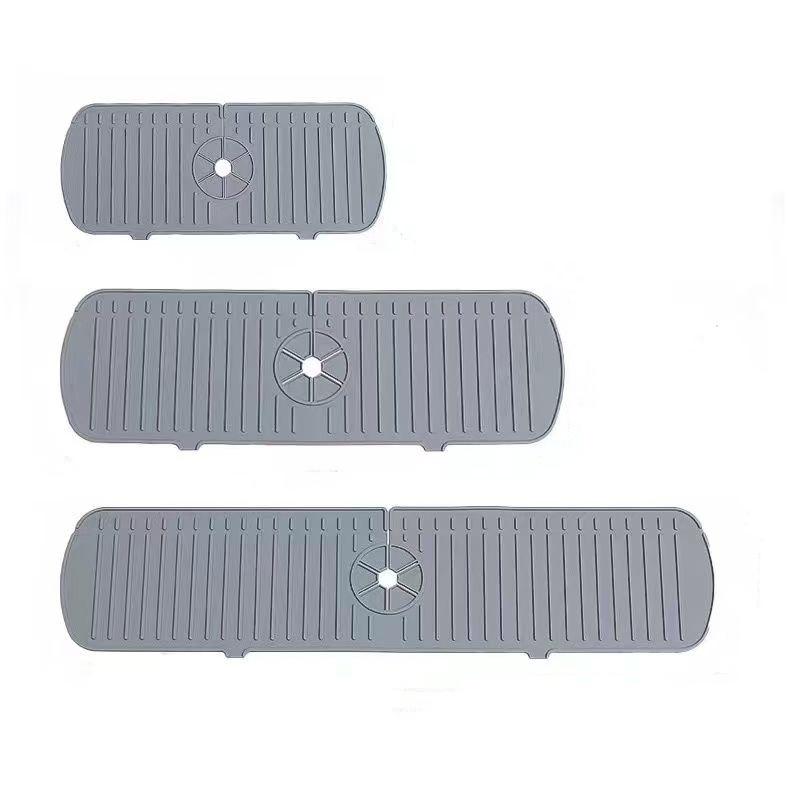 3-Piece Set of Kitchen Sink Drain Board Silicone Non-Slip Mat Drainage Mat Faucet Storage Mat