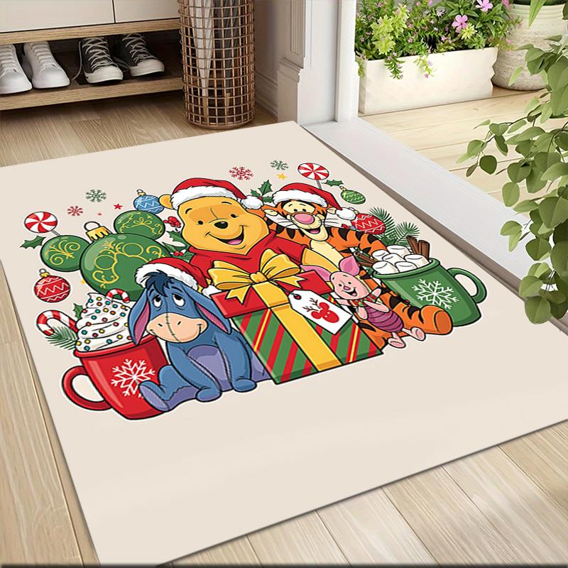 Christmas Winnie Pooh Party Carpet Rug Soft Washable Anti Slip Home Living Room Sofa Mats Personalized Christmas Rug