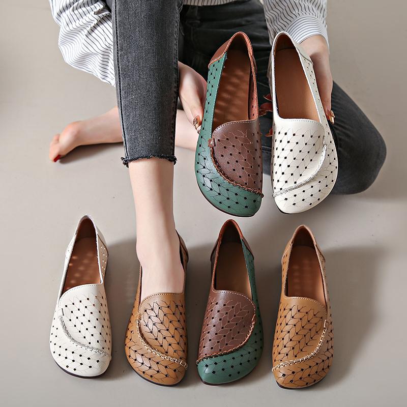 Fashion Women Flats Summer New Loafers Fashion Round Toe Shoes Women Soft Sole Non-slip Sandals Flat Breathable Casual Sneakers Women
