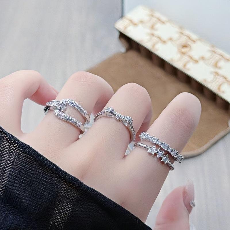 Butterfly Flower Enamel Super Flash Fashion Zir*****Pen Ring Women'S Exquisite Light Luxury Niche High-End Feeling Stacked Ring