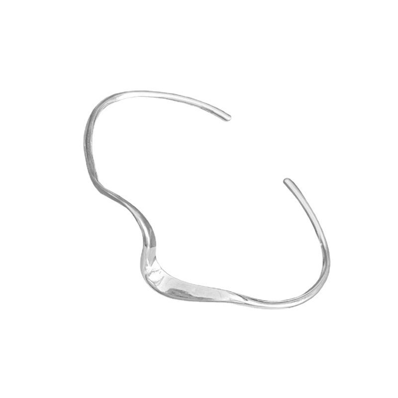 S925 Silver Simple Wave Bangle: Women's Fashion, Cold Style Hip Hop Jewelry Trend