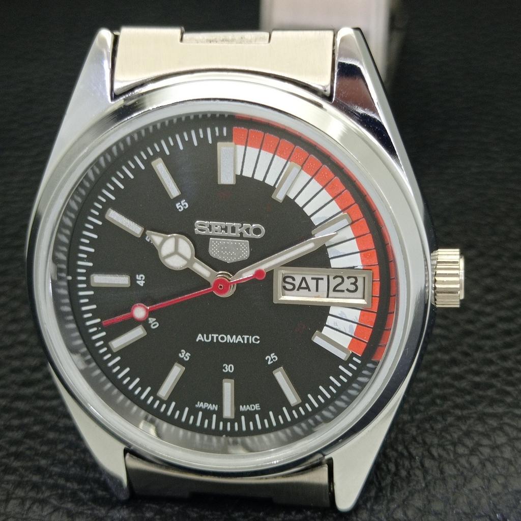 REFURBISHED SEIKO 5 AUTOMATIC 6309A VINTAGE JAPAN MENS BLACK WATCH A440877-4 Sk-a440877