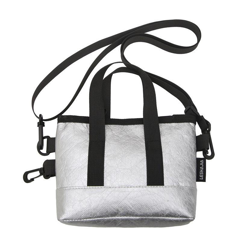 

Трендовая ниша, простой, контрастные цвета, легкая сумка для переодевания, повседневный спортивный стиль, продвинутая текстура, сумка-мессенджер из бумаги DuPont. серебряный