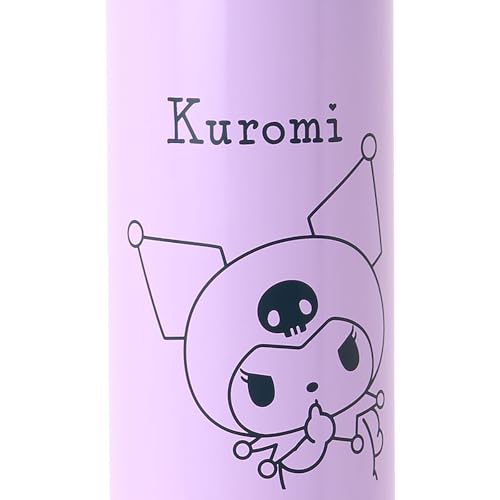 Sanrio (SANRIO) Stainless Steel Bottle with Cover, Kuromi Design, for Children, Keeps Drinks Cold Only, Capacity: 470mL, Name Space, One-Touch Open