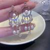 Temperament Zircon Imitation Pearl Dangle Earrings for Women Exquisite Round Long Tassel Earring Party Wedding Versatile Jewelry