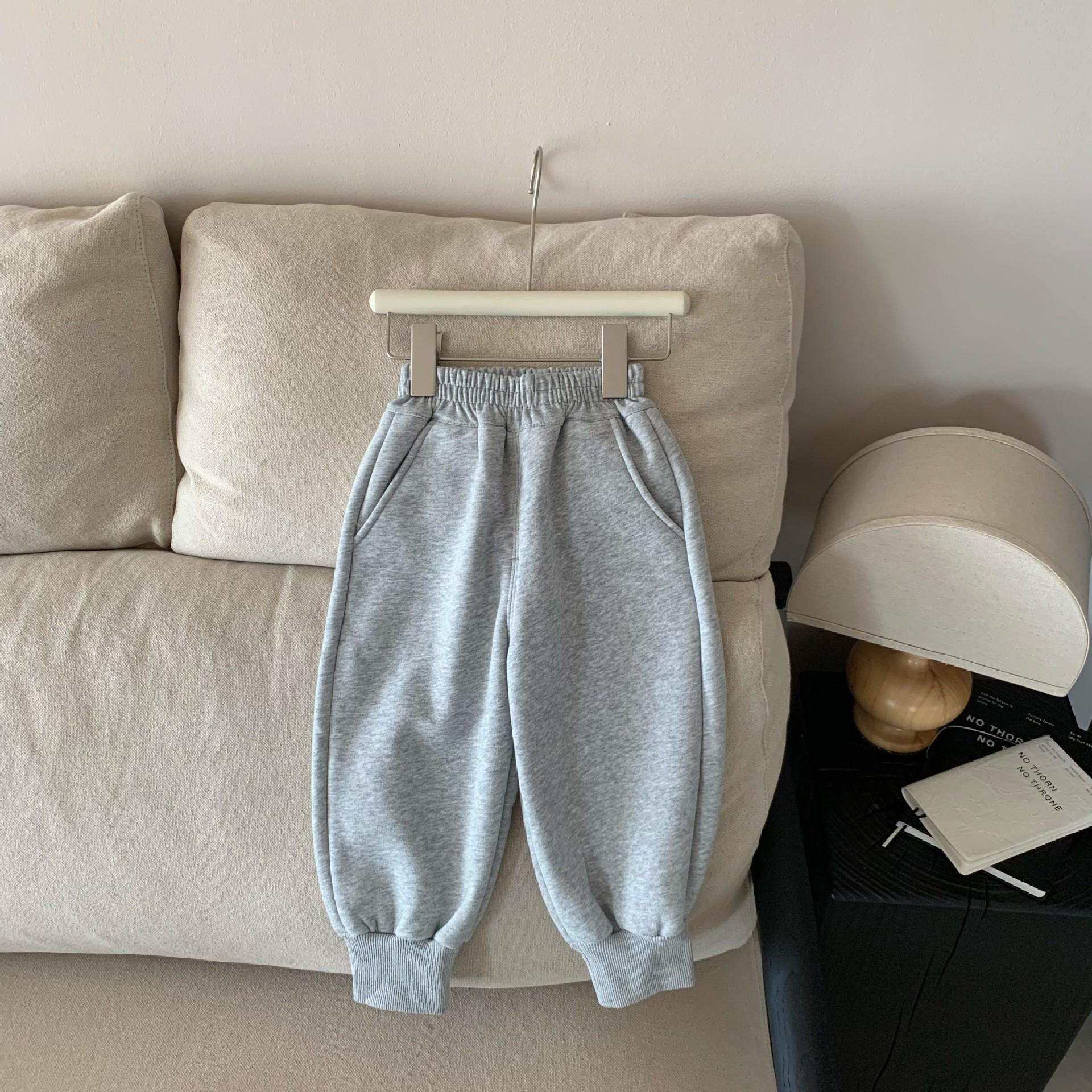 

Children s Fleece-Lined Solid Color Casual Sweatpants - Girls and Boys School Pants 130cm