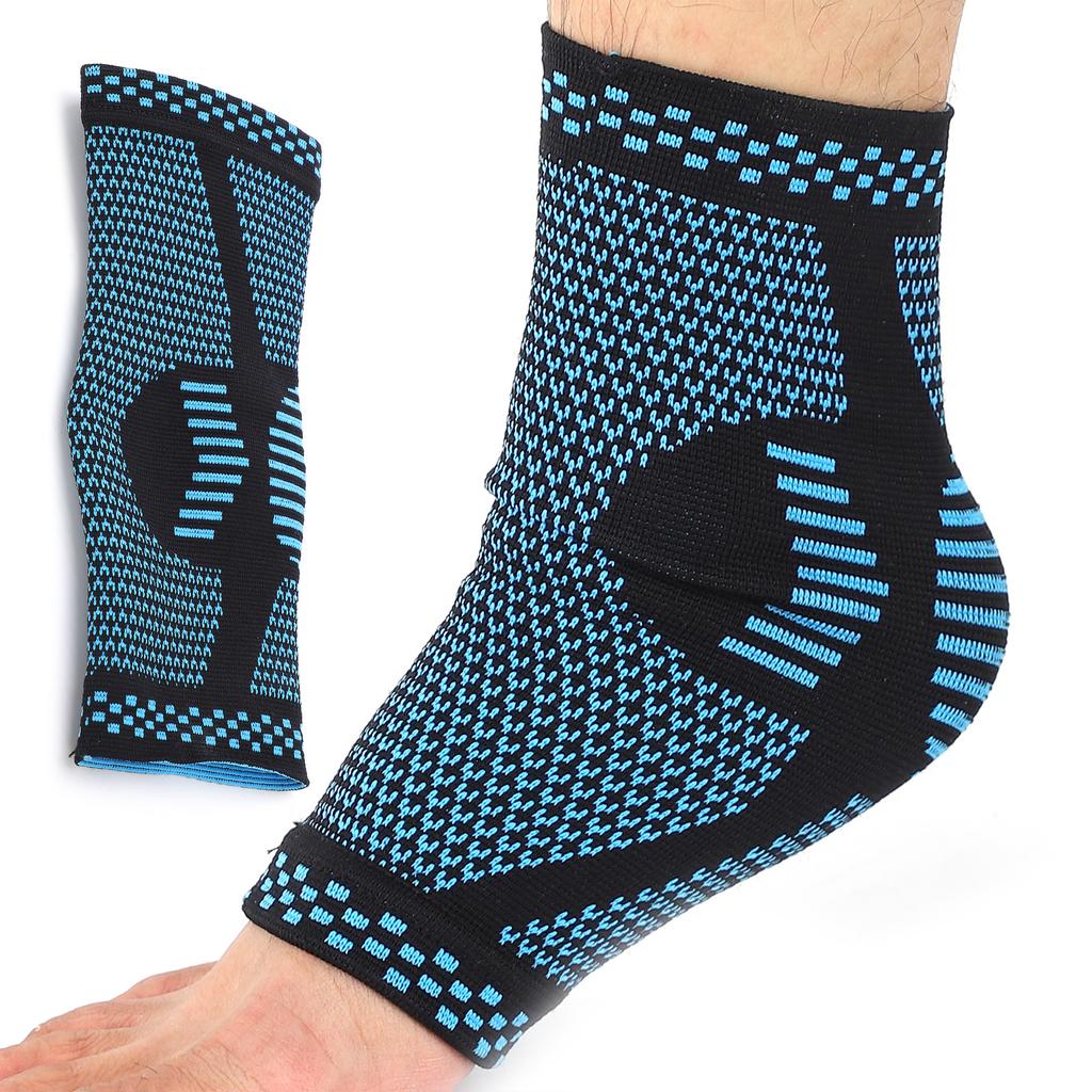 Ankle Brace Nylon Stretch Knit Lightweight Breathable Blue Ankle Bandage Wrap for Men Women Sports Foot