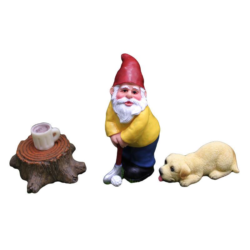 

Scene Resin Garden Decor Dwarf Golf Club Animal Figures For Decoration Garden
