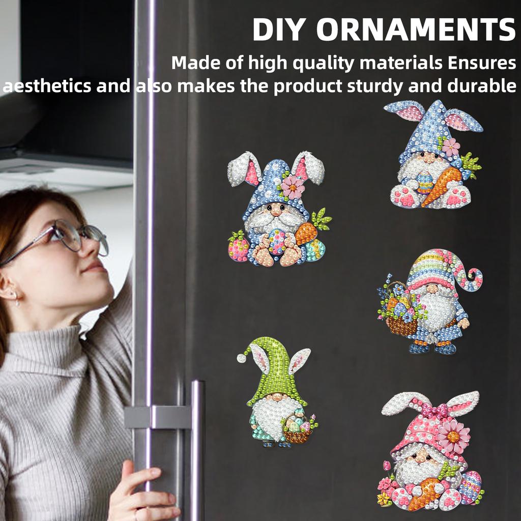 8pcs Easter 2D Acrylic DIY Diamond Art Fridge Magnet Kit Magnetic Diamond Art Decor for Beginners Gifts Home Car Garage Decors