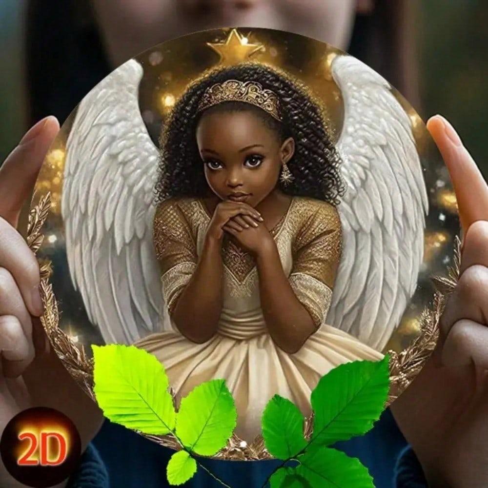 1pc African Angel Metal Wall Art, Dark Brown Gold Metallic Hanging Ornament for Home Christmas Wedding Decor