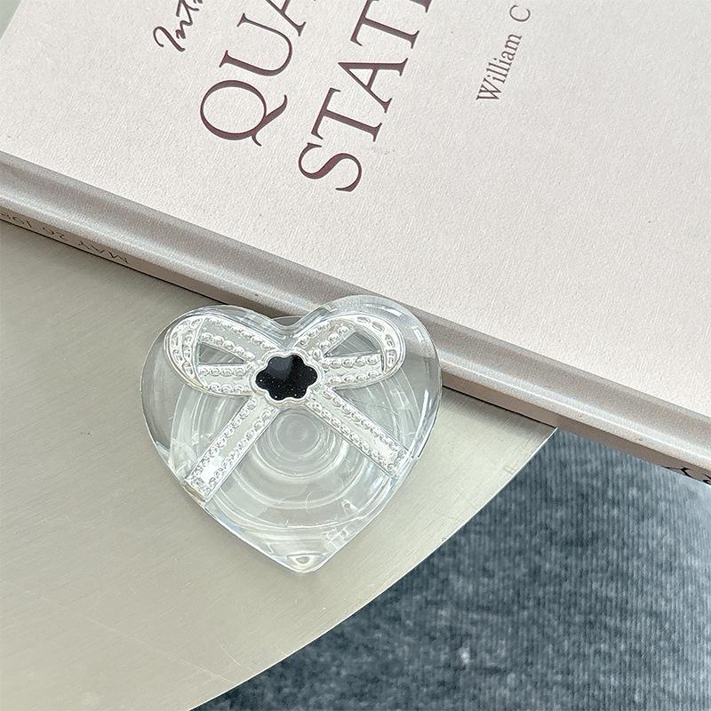 Transparent Mobile Phone Airbag Bracket, Paste-Type Love Bow Air Cushion, Retractable Desktop Support Frame, Lazy Ring.