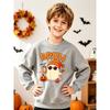 European sizes Halloween Boys Graphic Crewneck Sweatshirt Cute Beanie Glasses Print Long Sleeve Pullover Funny Bruh Text Top Kids Fall Gift