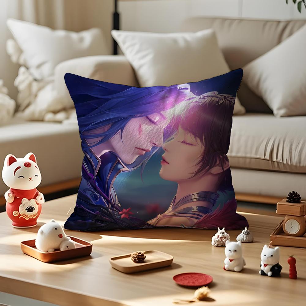 Soul Land Cushion Cover Anti-dustmite Pillowcase Invisible Zipper Silky Short Plush Sofa Cushion Cover