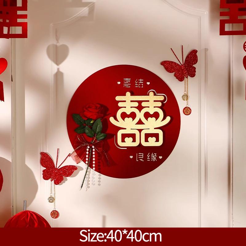 6PCS Red Hanging Paper Fan Chinese New Year Wedding Paper Fans Set Flower Paper Craft Background Wall Decor DIY Party Supplies