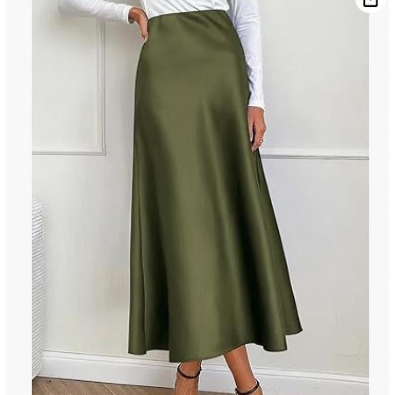 Elegant High-Waist Silky Acetate Fishtail Skirt for Women - Spring/Summer Medium