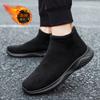 Lightweight Fleece Sneakers for Men Winter Comfortable Warm Slip-On Men's Sock Shoes Breathable Soft Sole Cotton Shoes Men