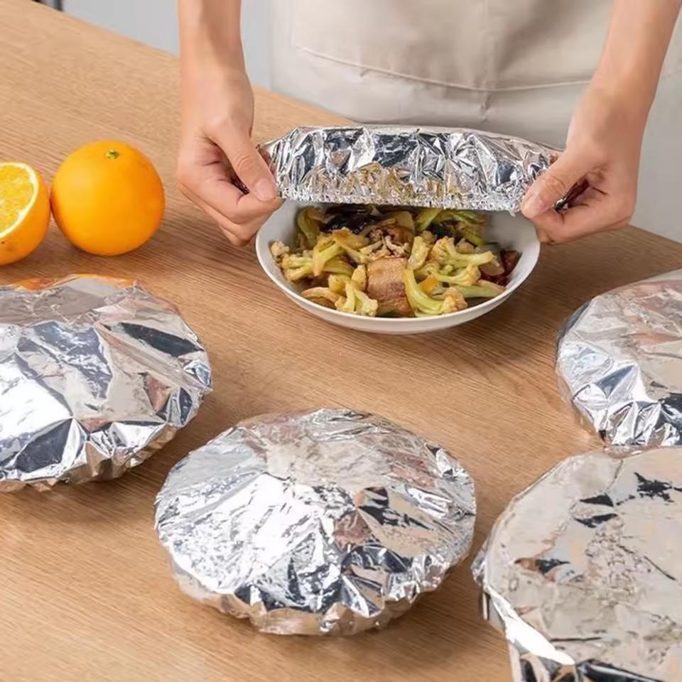10-40PCS Repeatable Aluminum Foil Insulation Covers Eco-Friendly Kitchen Food Covers for Bowls & Dishes Storage for Kitchen