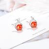 Garnet Reindeer Antler Studs: Festive Korean-Style Earrings for Women and Students