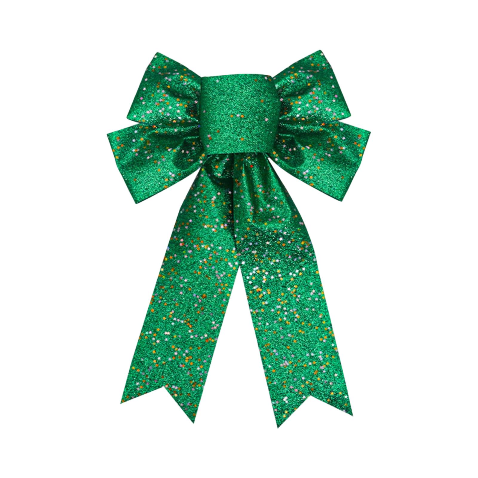 Christmas Glitter Powder Bow Christmas Tree Decoration DIY Handmade Powder Star Bow Decoration Accessories One Size