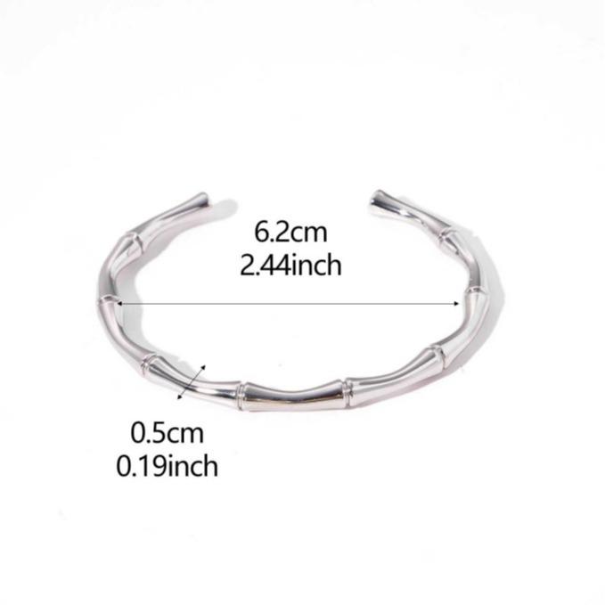 

CARLIDANA Chunky Enamel Bamboo Colorful Oil Drop Design Open Bangle Gold Plated Stainless Steel Adjustable Bracelet Women