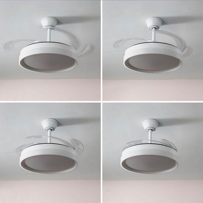 Ceiling Fan - Silteez - InnovaGoods - LED Light - 4 Retractable Blades - 80 W