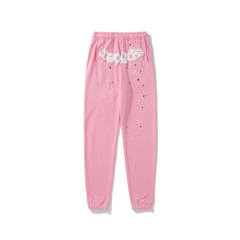 Sp5der 555555 Hoodie Sweatpants Set Rhinestone Spider Web Letter Print Casual Streetwear Youth