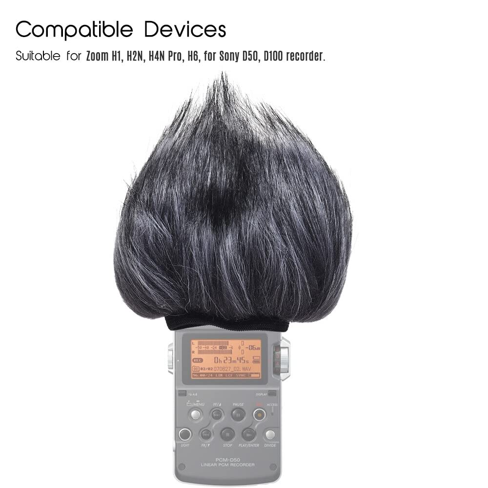 EY-M23 Faux Fur Wind Screen 12cm X 12cm for Zoom H1 H2N H4N Pro H6 D50 D100 Recorders Gray White