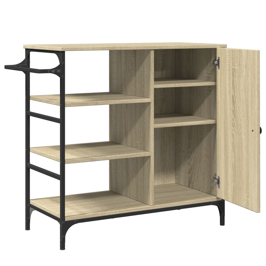 Kitchen Trolley in Sonoma Oak Finish 87.5 x 38.5 x 84.5 cm Particleboard