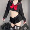 Cute Girl Cosplay Student Uniform Bow Tie Sweet Japanese Schoolgirl Sailor Costume Sexy Long Sleeve Shirt Mini Pleated Skirt Set