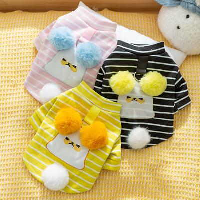Autumn and Winter Dog Plush Ears Puppy Striped Dog Sweater Cat Small and Medium Dogs Cute Pet Dog Clothes