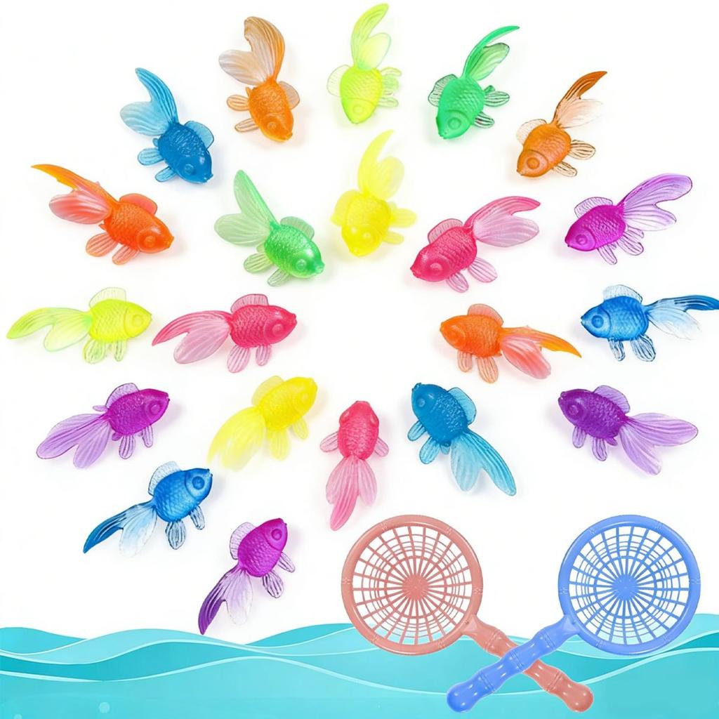 20pcs Floating Fake Goldfish Set with 2 Nets - Realistic Plastic Water Decor for Indoor/Outdoor, No Battery Summer Pool ZSY