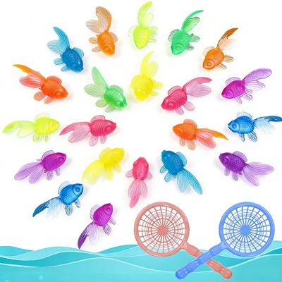 20pcs Floating Fake Goldfish Set with 2 Nets - Realistic Plastic Water Decor for Indoor/Outdoor, No Battery Summer Pool ZSY