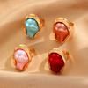 Lats Alien Irregular Baroque Imitation Pearl Open Ring For Women, Geometric High-End Feeling Finger Jewelry Fashion Accessories