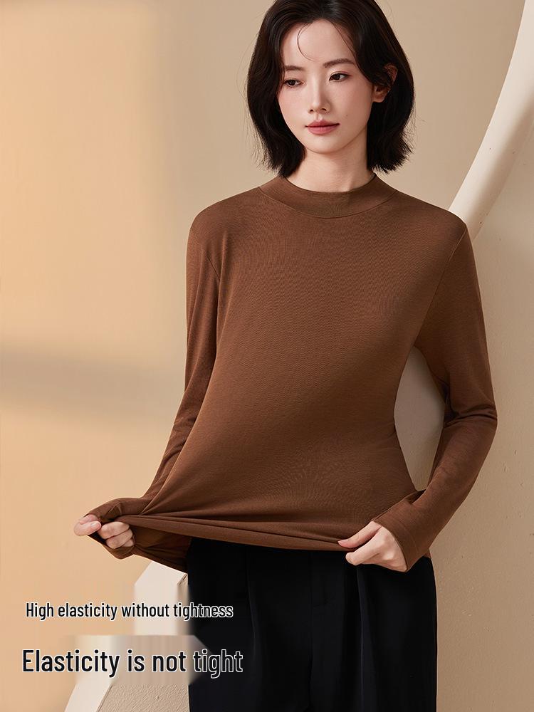 Damen High-End Modal Strick Rollkragen Basisschicht - Warmes Langarm Herbst/Winter Oberteil