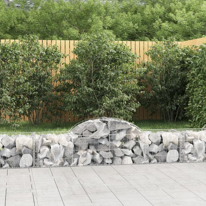 VidaXL Paniers à gabions arqués 7 pcs 200x50x40/60 cm fer galvanisé, gabion, cage de gabion, panier de mur de gabion, mur de 3146262
