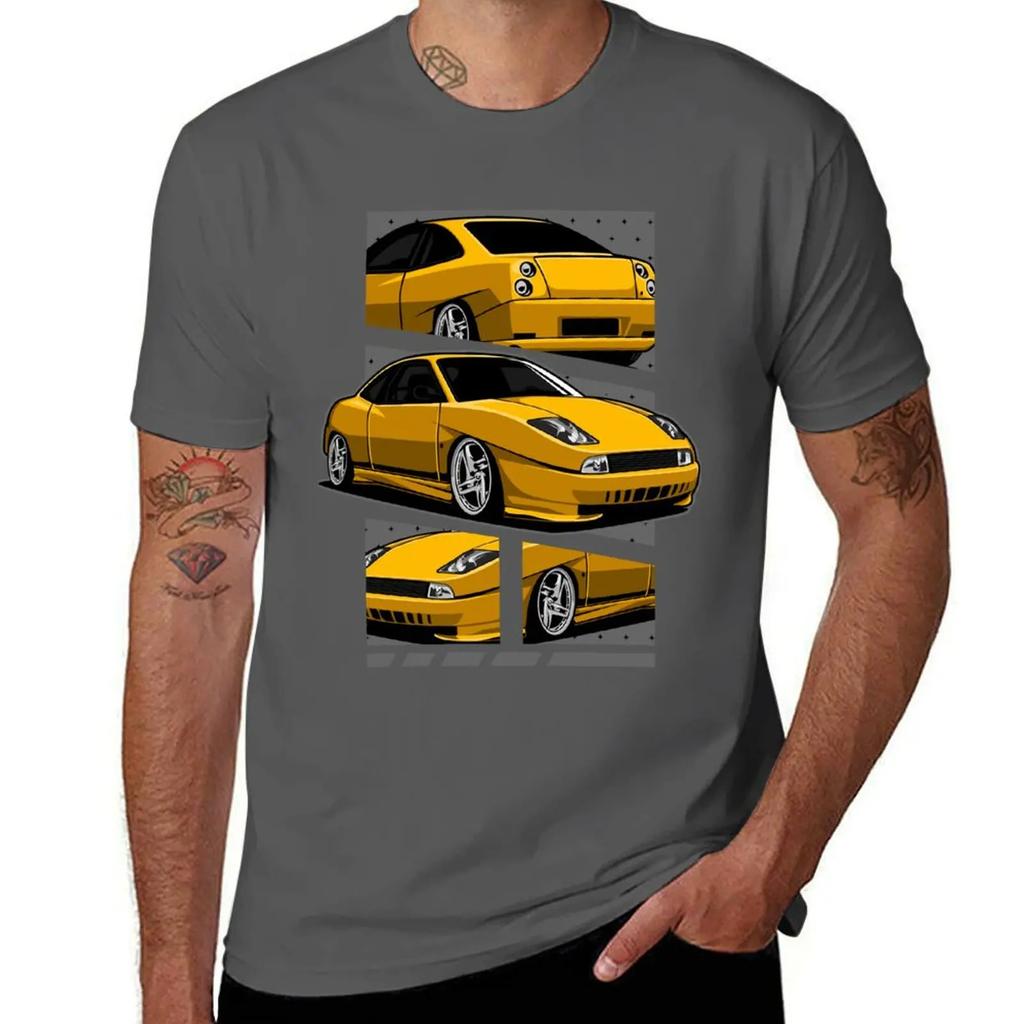 Fiat Coupe 20V Turbo Yellow TShirt graphics korean fashion blacks tshirts for men 2025 new model