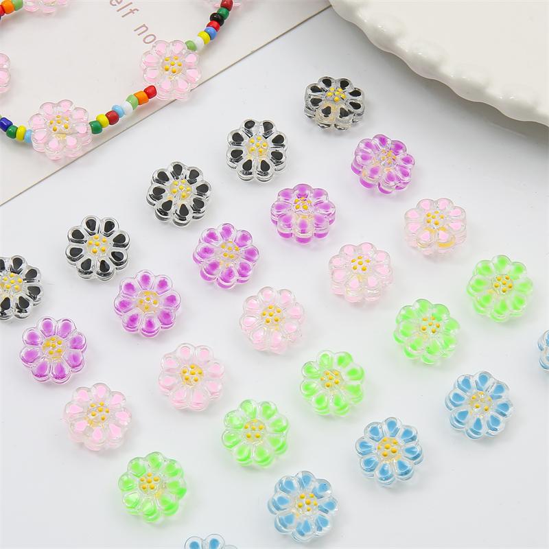 Crystal Glass Transparent Hand-painted Oil Dripping Flower Beads for DIY