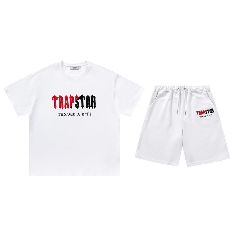 Mens Gradient Letter Embroidered Cotton Tee Shorts Set Streetwear Casual Outfit