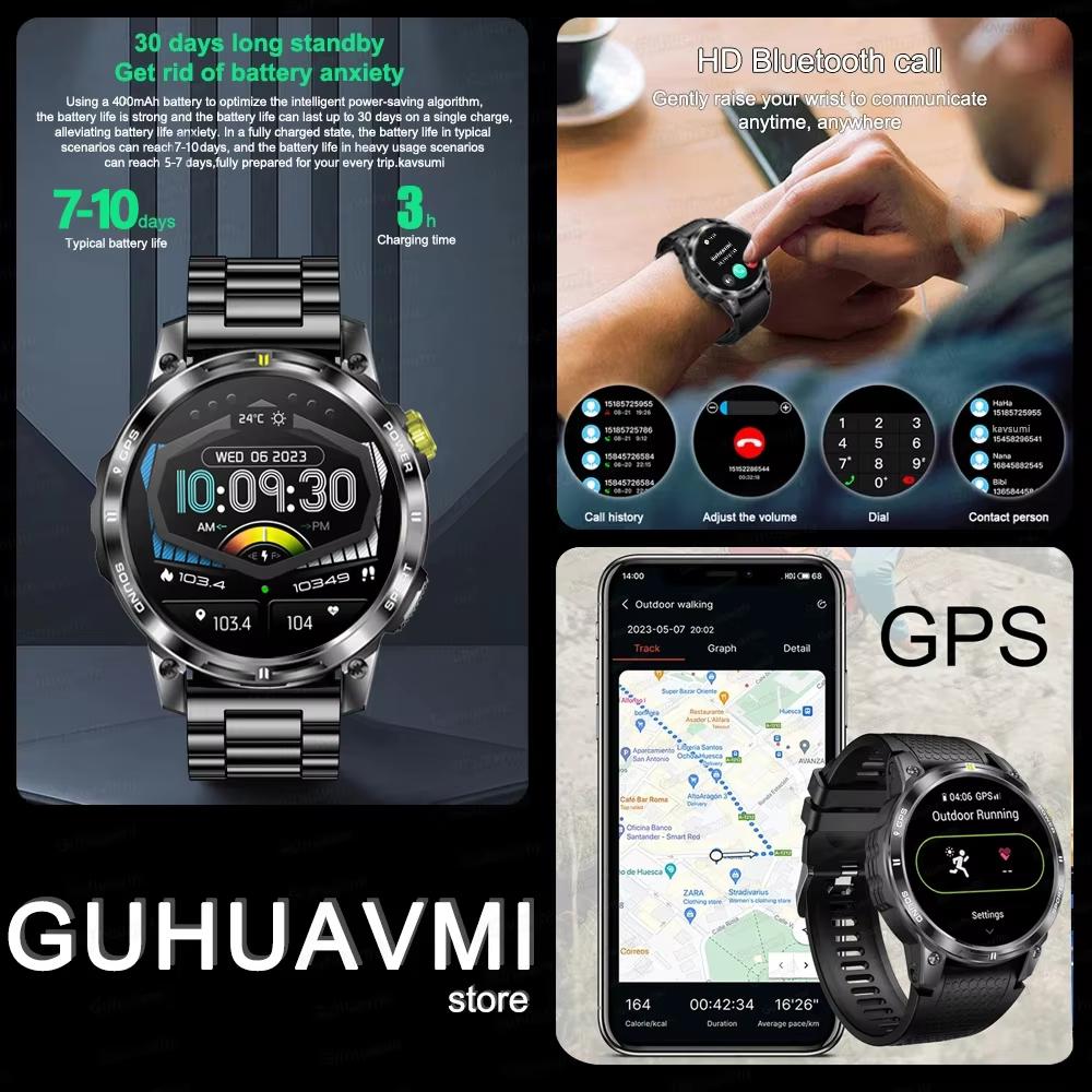 2025 New GPS Smart Watch Women AMOLED Full Touch Screen Compass Sport Fitness Heart Rate Blood Pressure Bluetooth Call Smartwatch