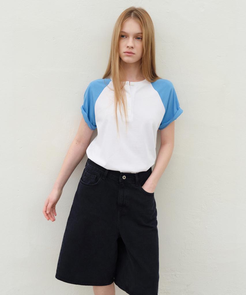 Leuba Weekend Raglan Henley T-Shirt - White