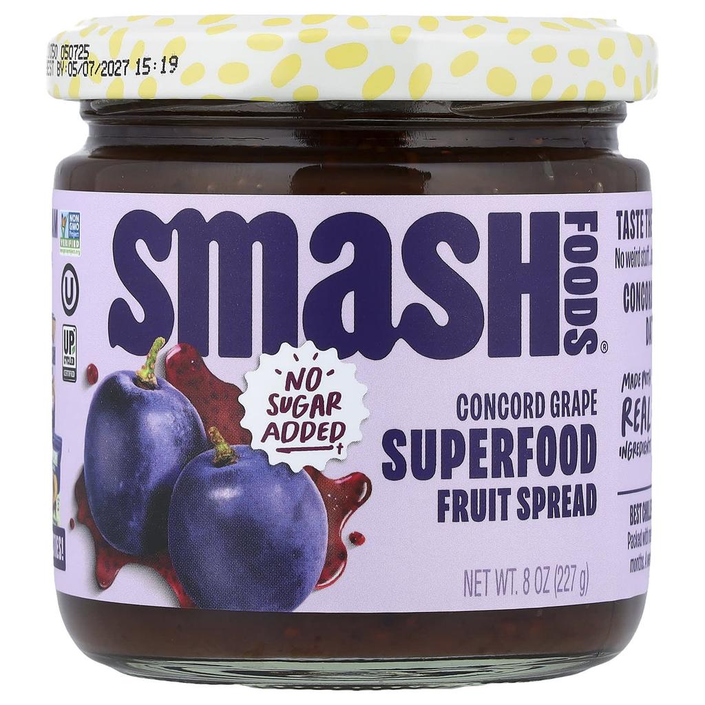Smash Foods, Superfood Fruit Spread, Concord Grape, 8 oz (227 g)