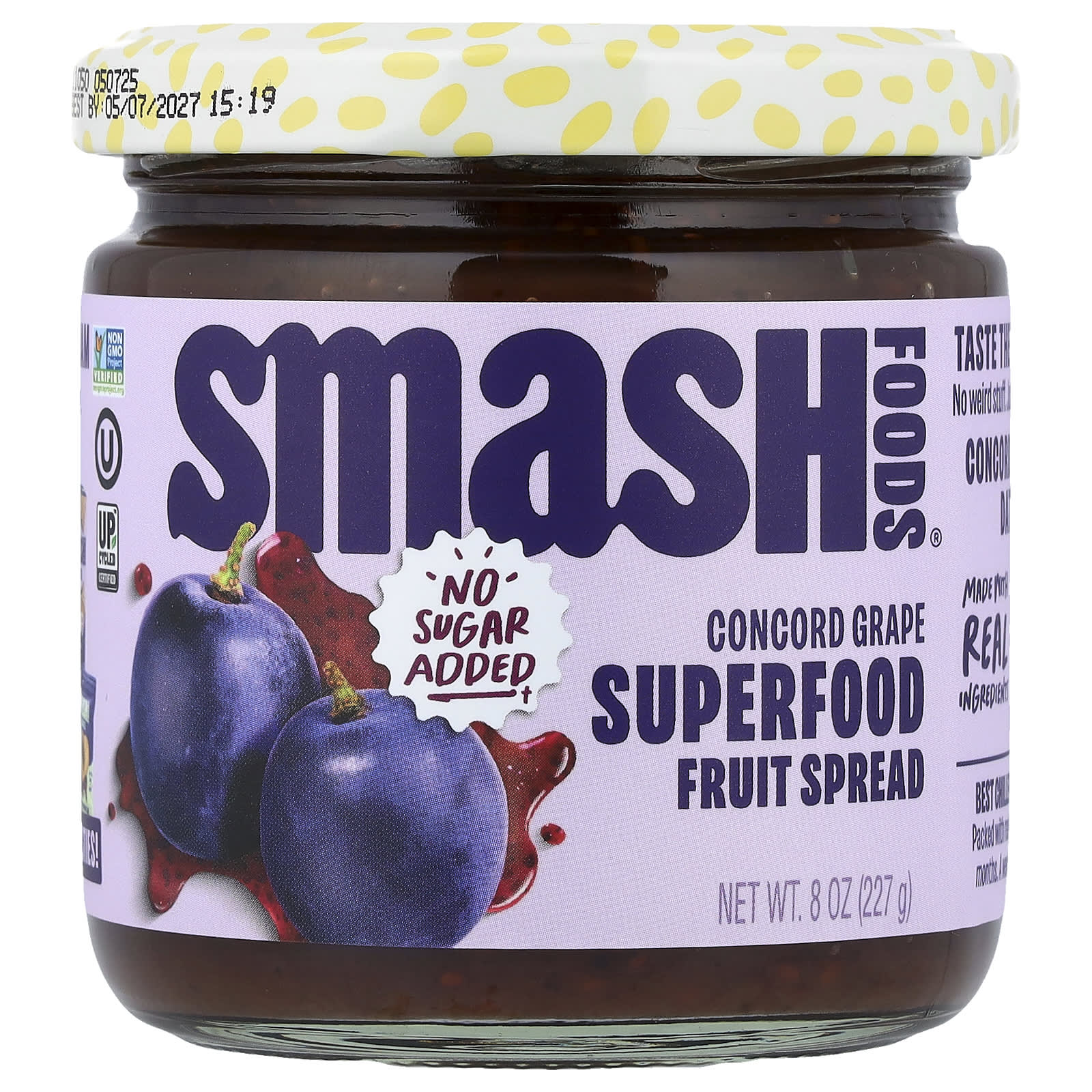 

Smash Foods, Суперфуд фруктовый спред, Конкордский виноград, 8 унций (227 г)